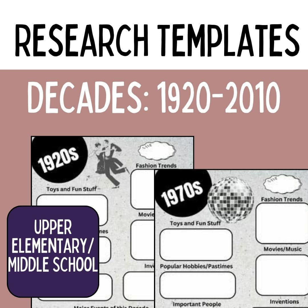 Research the Decades and Elevate Engagement with No Prep Templates